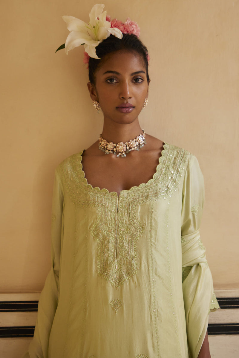 Mint Kurta Paired With Pants & Dupatta