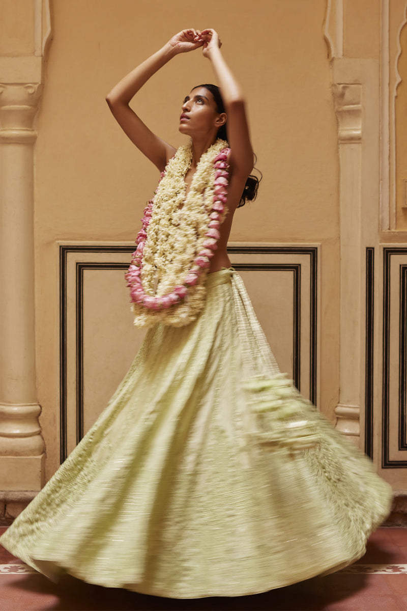 Mint Lehenga Paired With Blouse & Dupatta