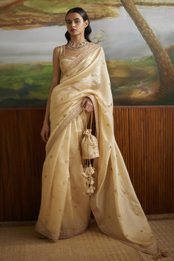 Buttercup Hand Embroidered Saree With Blouse