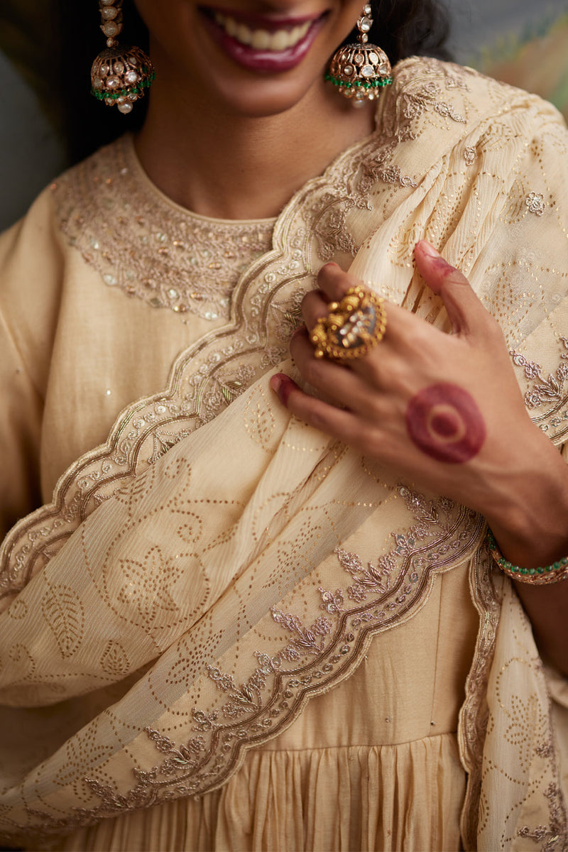 Buttercup Anarkali Paired With Churidar & Dupatta