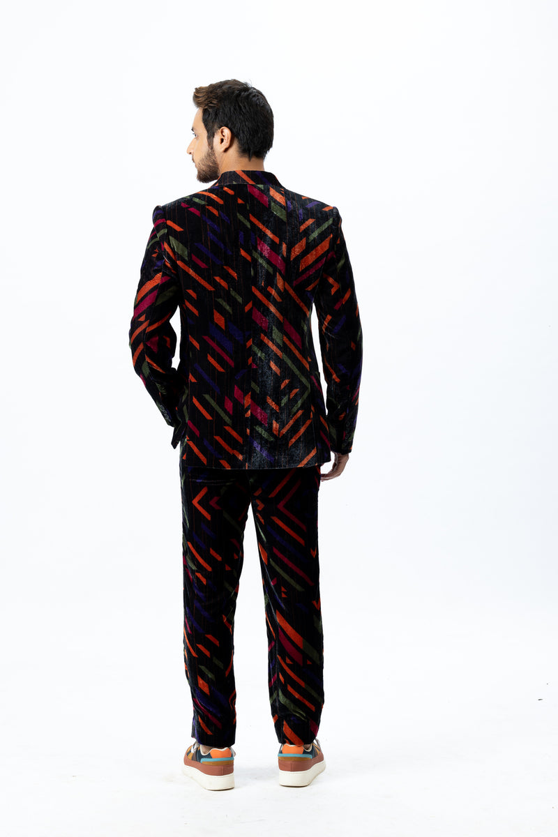 Multi Colour Velvet Blazer and Pants