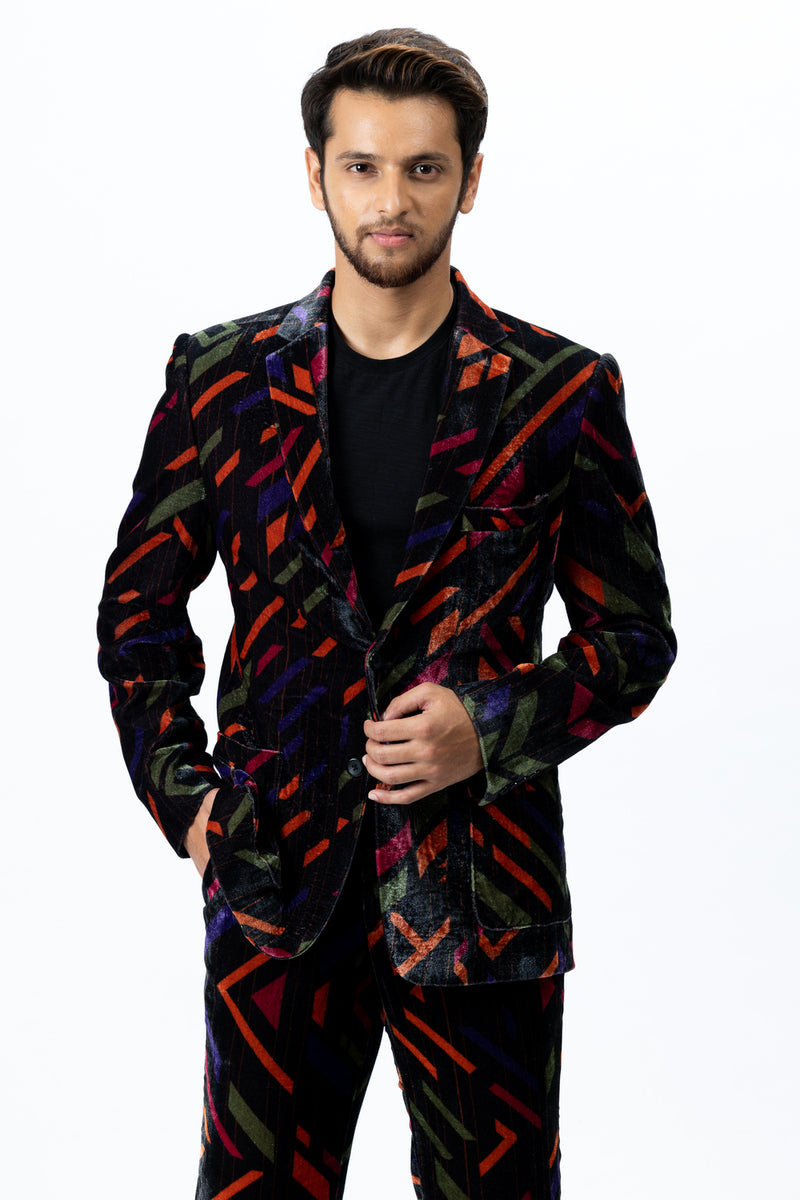 Multi Colour Velvet Blazer and Pants