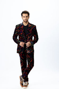 Multi Colour Velvet Blazer and Pants