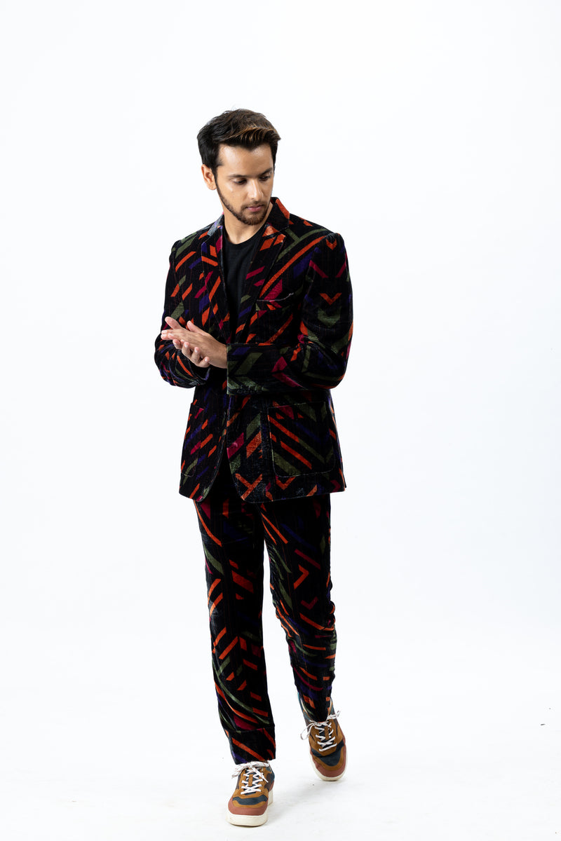 Multi Colour Velvet Blazer and Pants