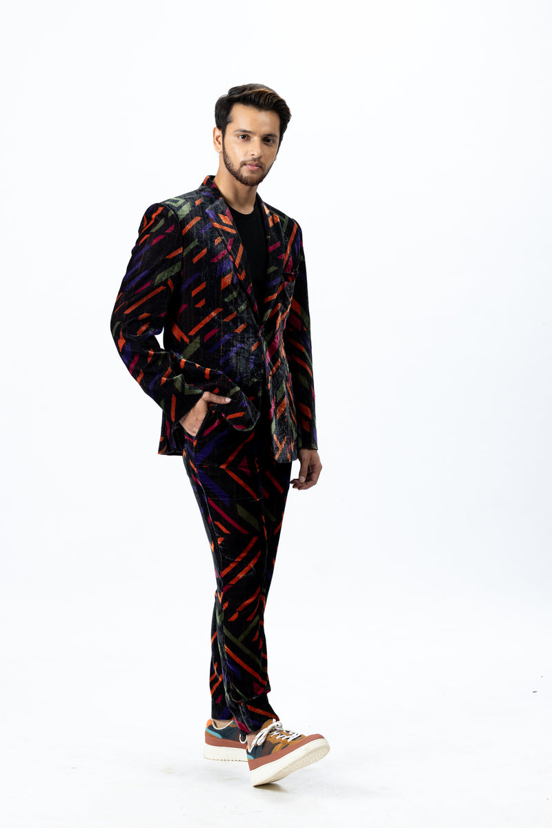 Multi Colour Velvet Blazer and Pants