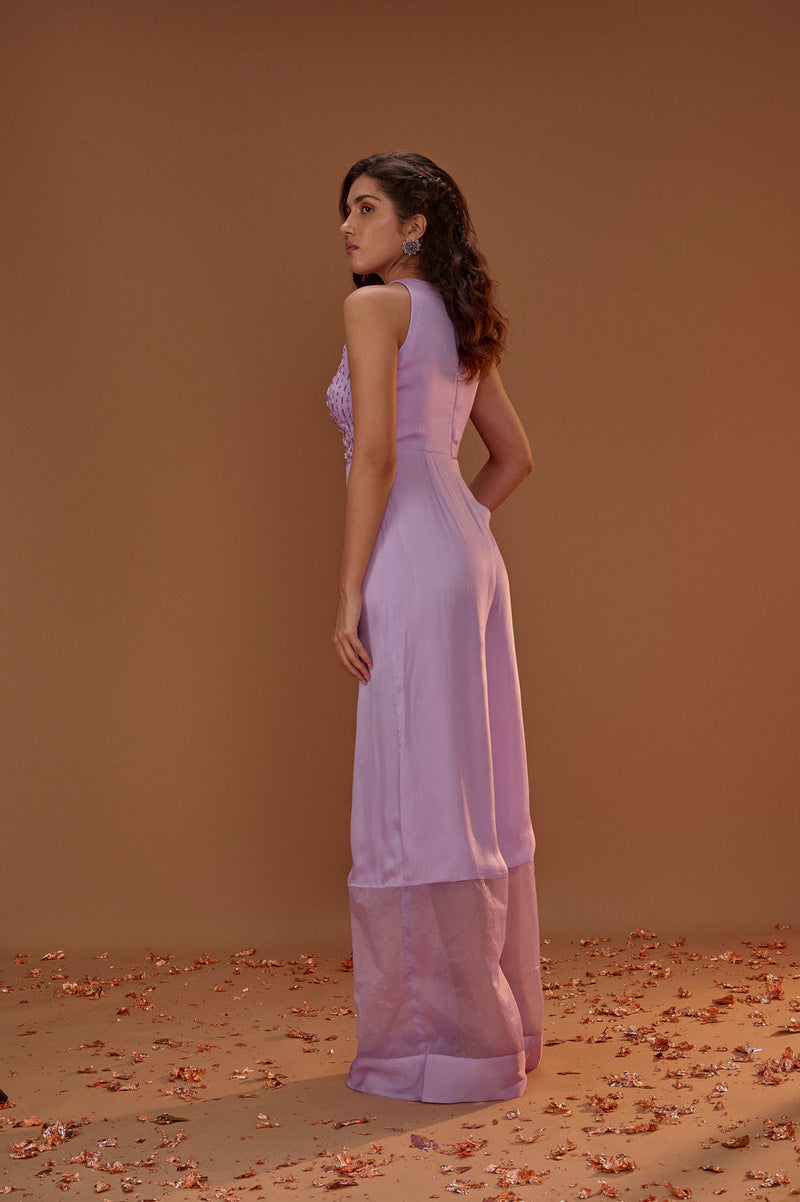 Lilac Hlater Neck Jumpsuit