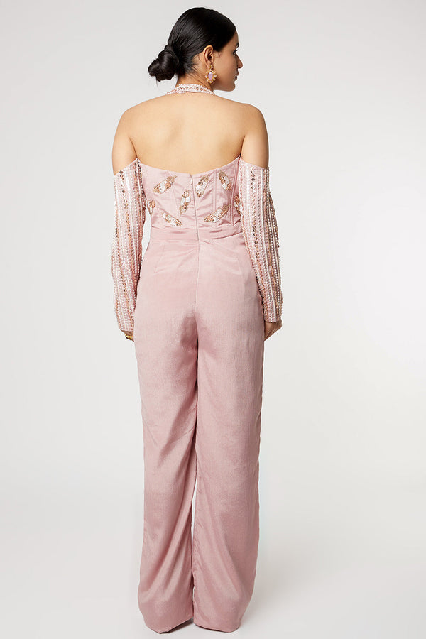 Dusted Mauve Embroidered Jumpsuit