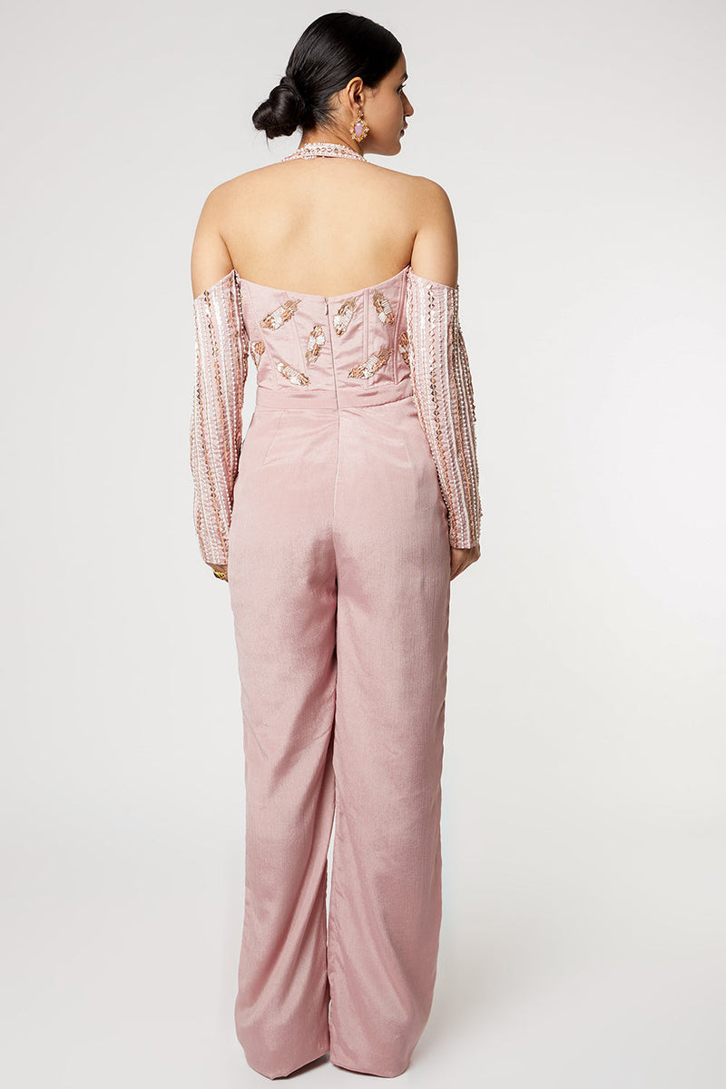 Dusted Mauve Embroidered Jumpsuit