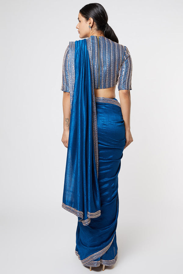 Blue Embroidered Saree