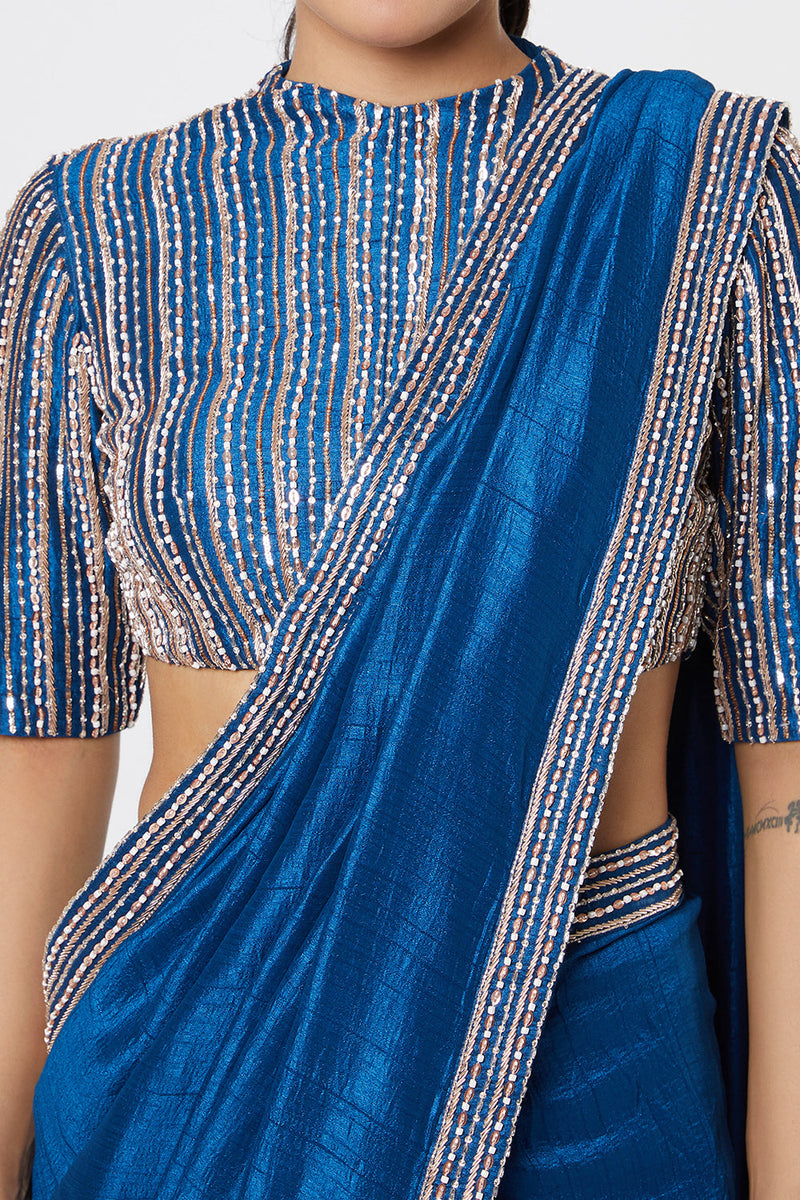 Blue Embroidered Saree