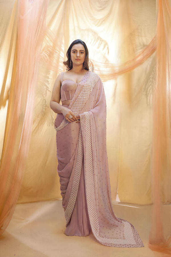 Lilac Saree With Corset Blouse