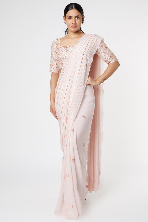 Blush Pink Embroidered Saree