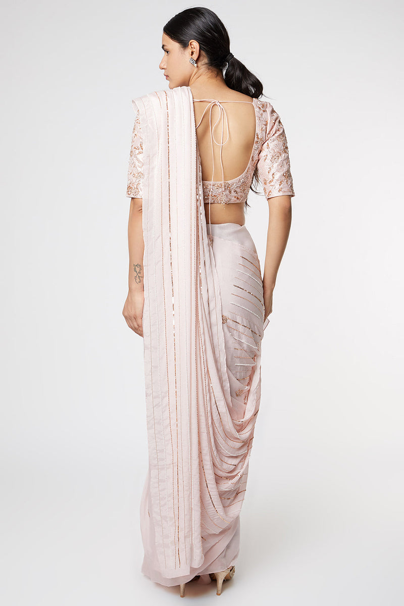 Blush Pink Embroidered Saree