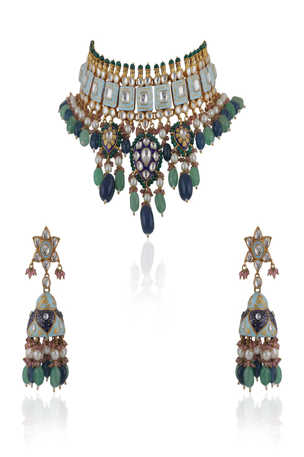 Firozi & Sea Green Necklace Set