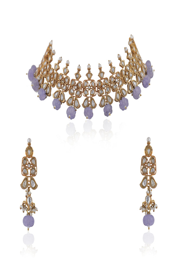 Purple & White Necklace Set