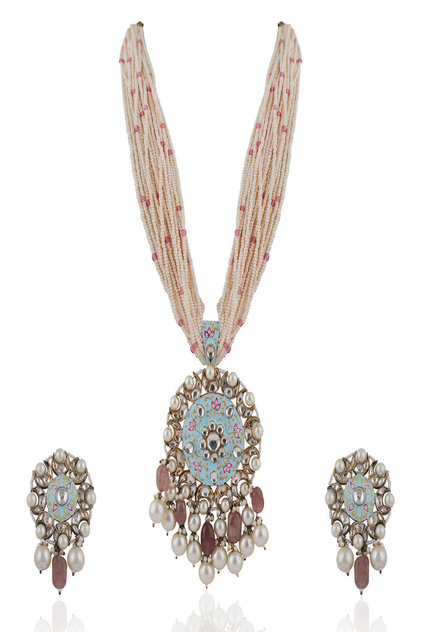 Firozi & White Necklace Set