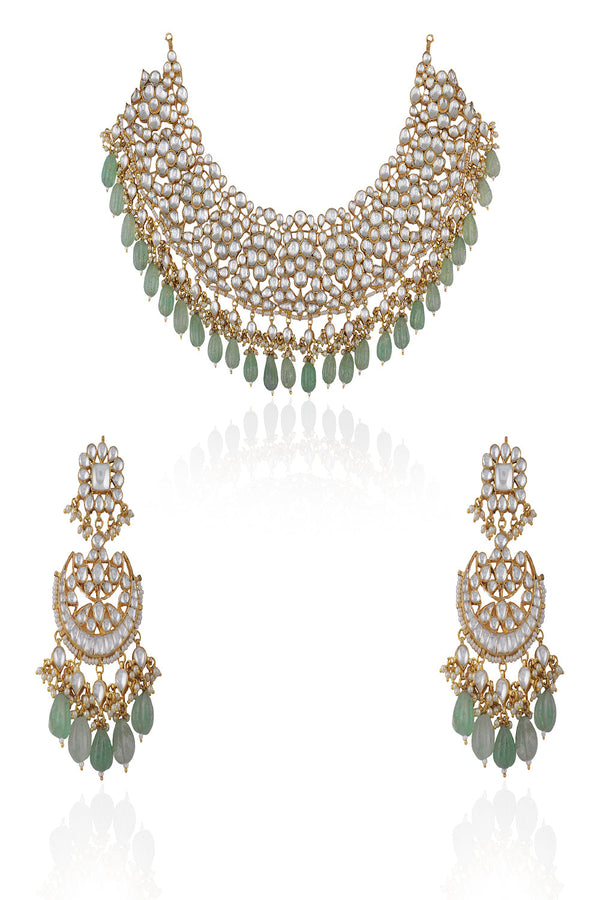 Sea Green & White Necklace Set