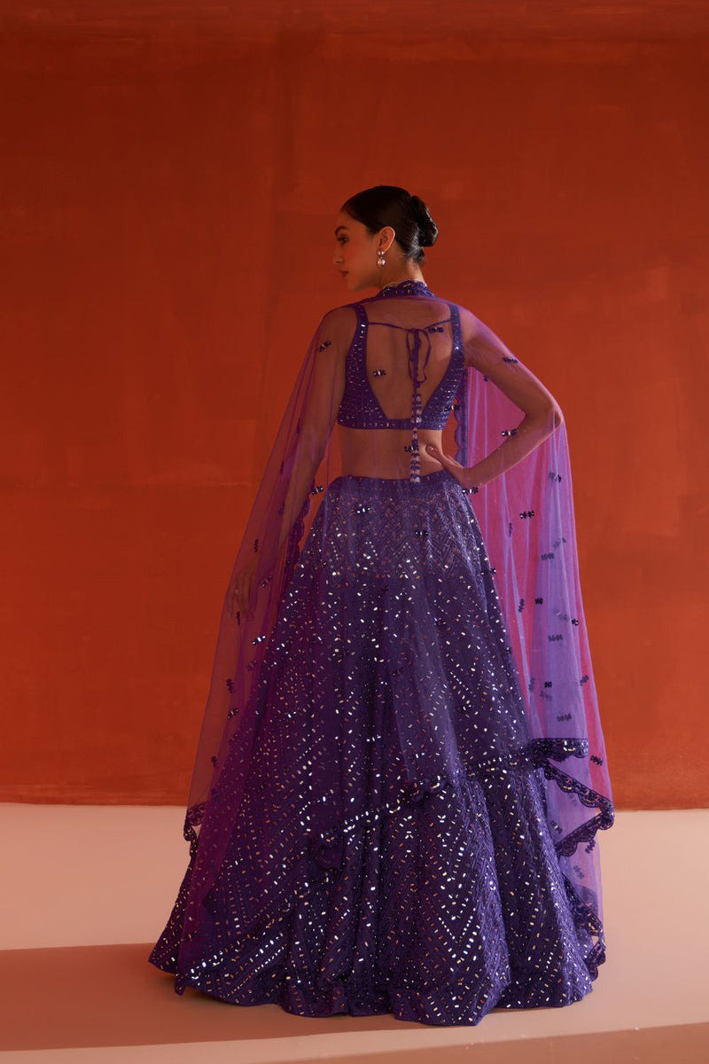 Purple Raw Silk Lehnga Set