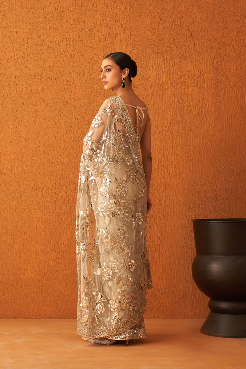 Gold Net Saree