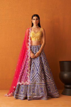 Purple Raw Silk Lehnga Set