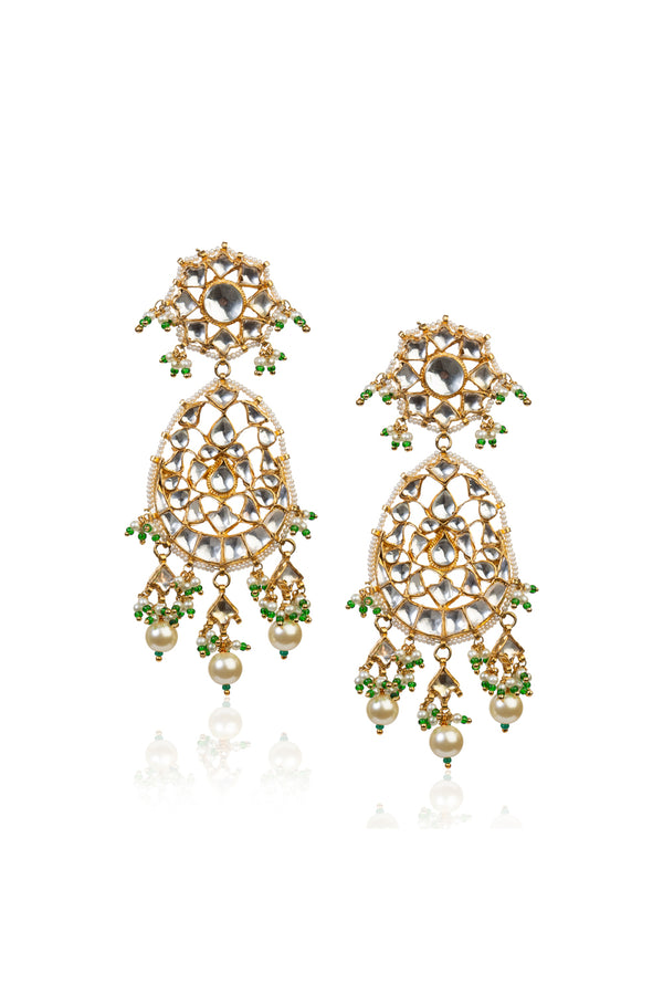 White And Green Earrings