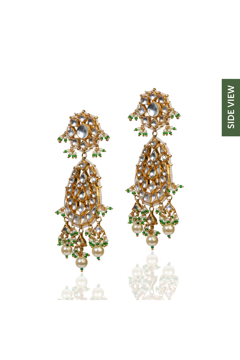 White And Green Earrings