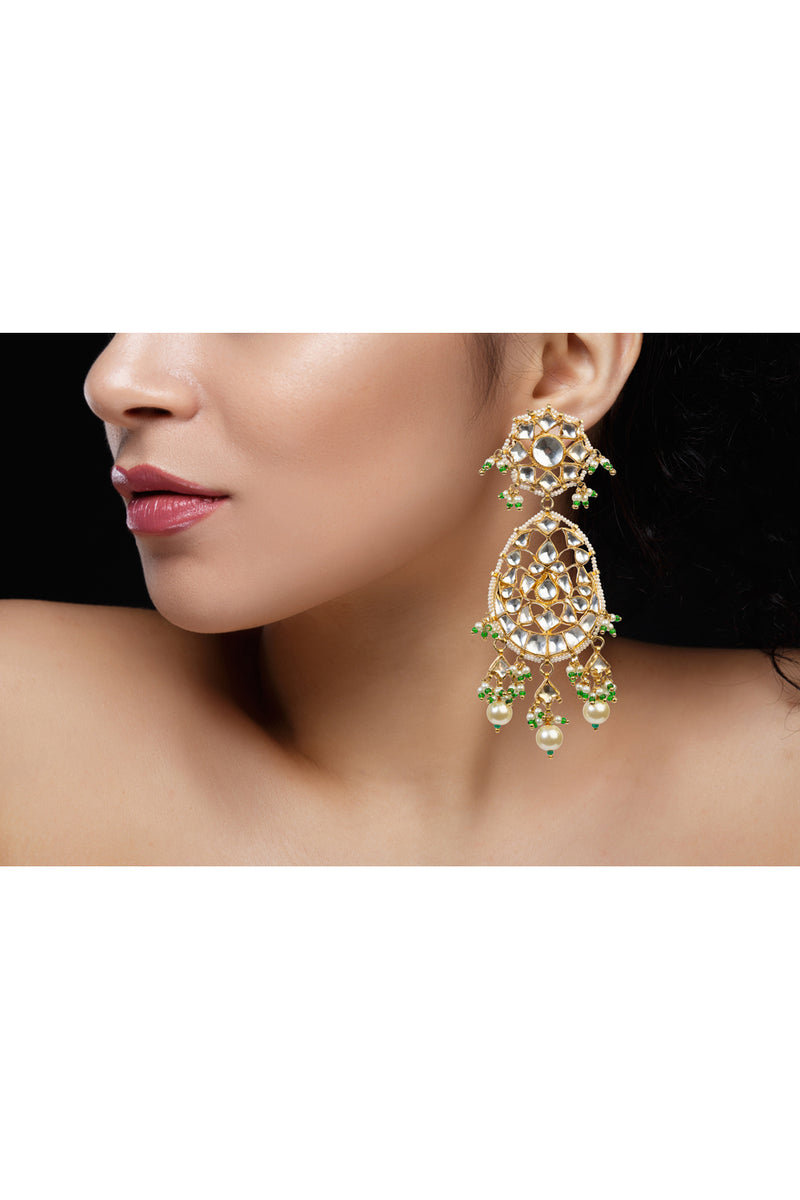 White And Green Earrings