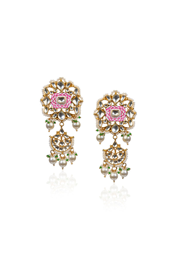 White And Pink Earrings