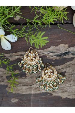 White And Green Earrings