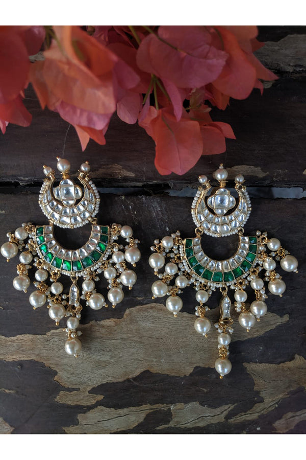 White And Green Earrings