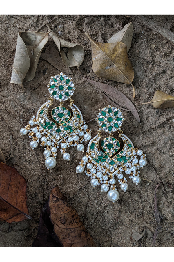 White And Green Earrings