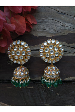 White And Green Earrings