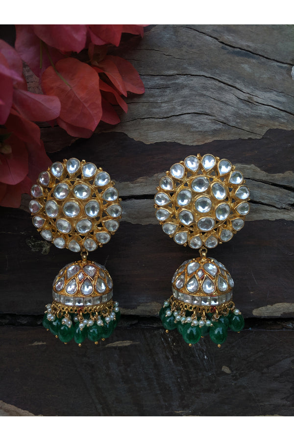 White And Green Earrings