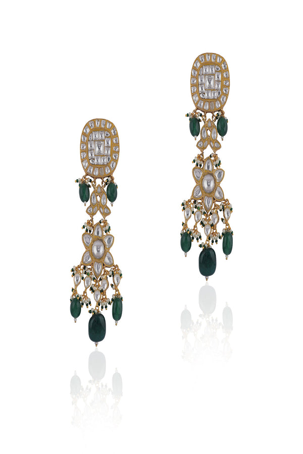 Green & White Earrings