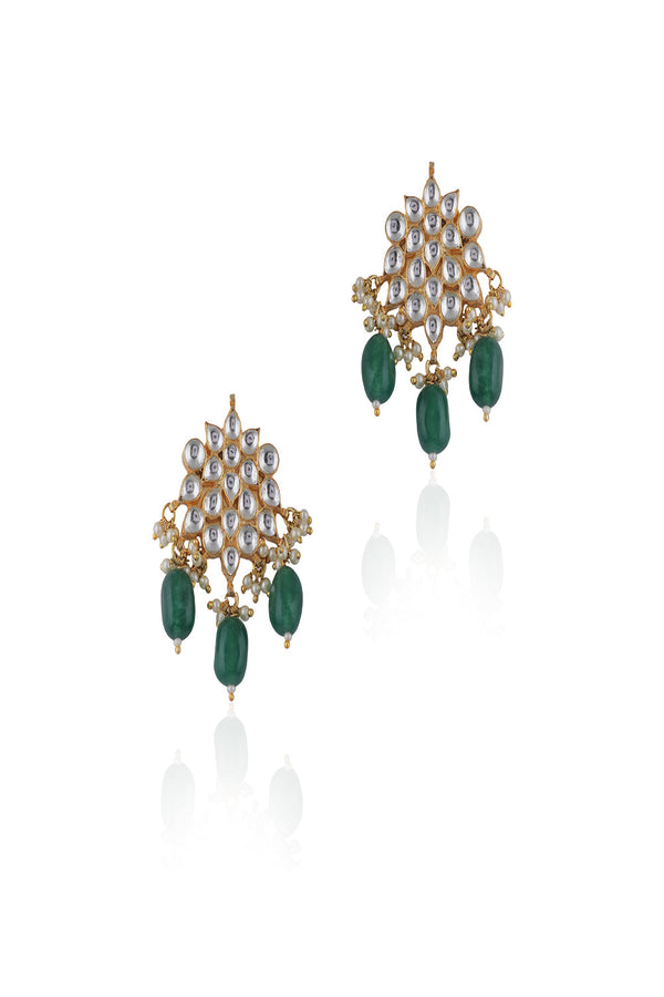 Green & White Earrings