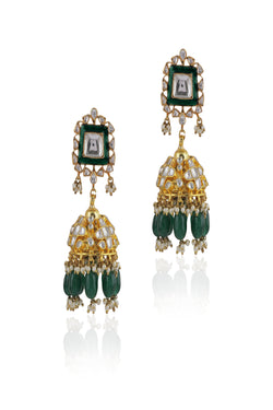 Green & White Earrings