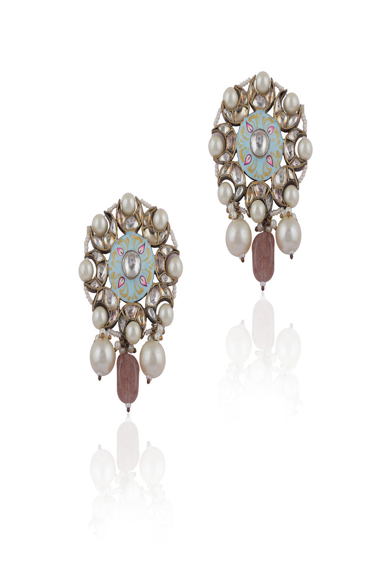 Pastel Pink & Firozi Earrings