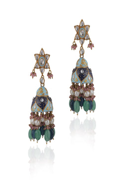 Sea Green,Blue,Firozi Earrings