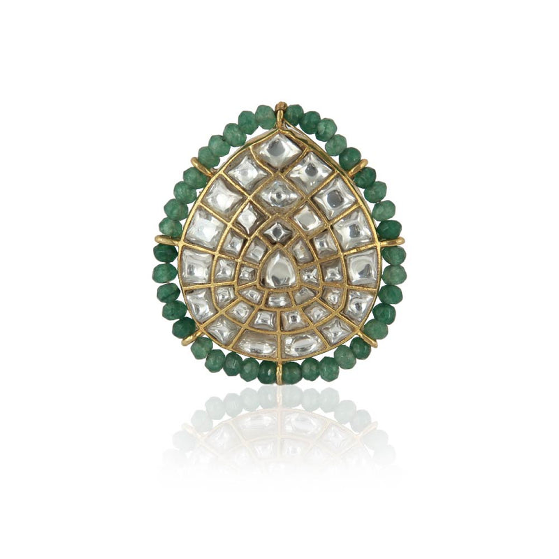 WHITE JADTAR STONES SEA GREEN RING