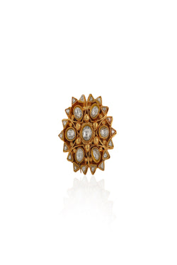 White Gold Plated Jadtar Stone Gold Plated Ring