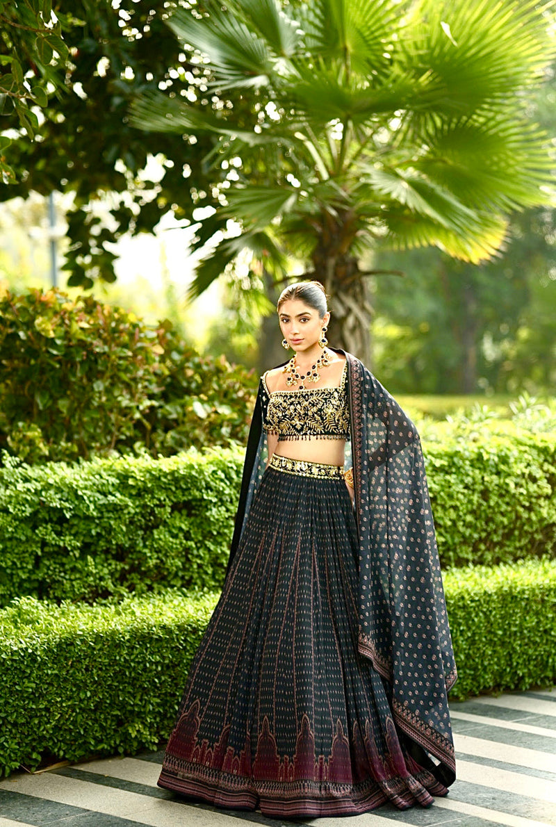 Dark Blue Jahaan Lehenga Set