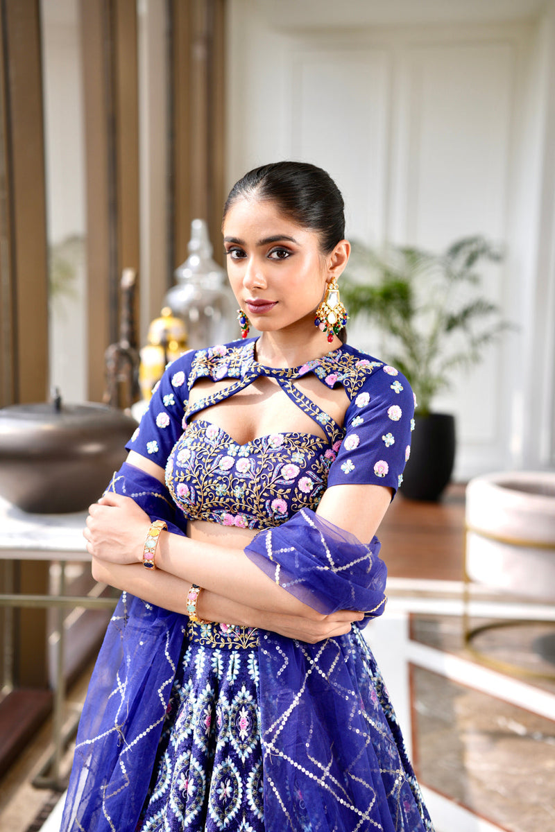 Blue Shriya Lehnega Set