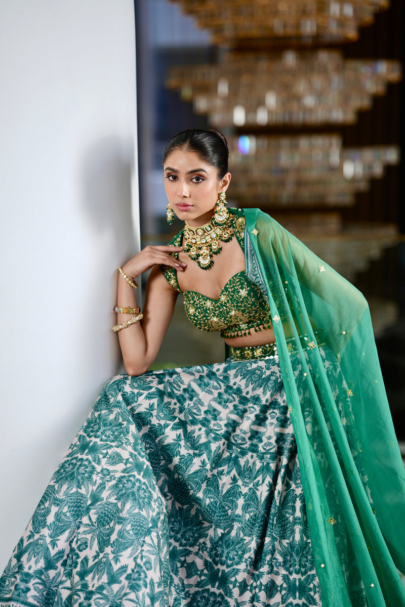 Green Alvira Lehenga Set