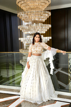 White Maheem Lehenga Set