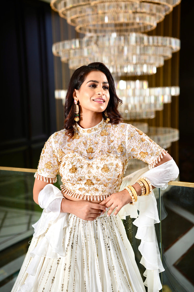 White Maheem Lehenga Set