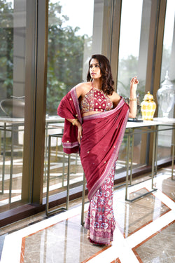 Maroon Maan Saree Set