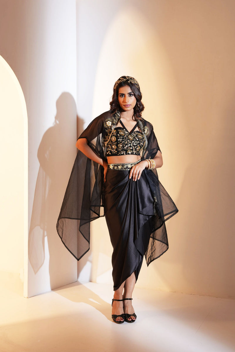 ARIA DRAPE SKIRT WITH BUSTIER AND CAPE