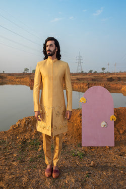 Golden Glow Flamingo Sherwani Set