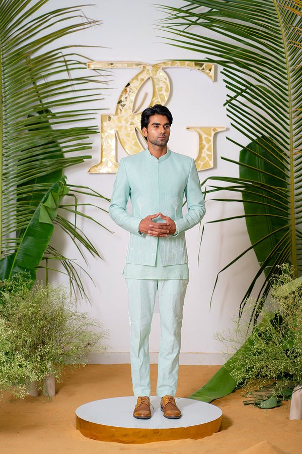 Powder Blue Embroidred Jodhpuri Set