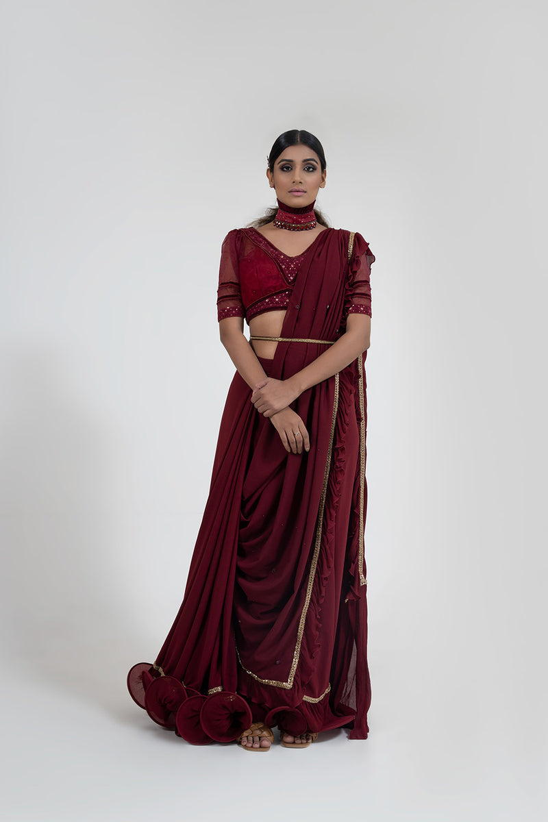 Maroon Saree